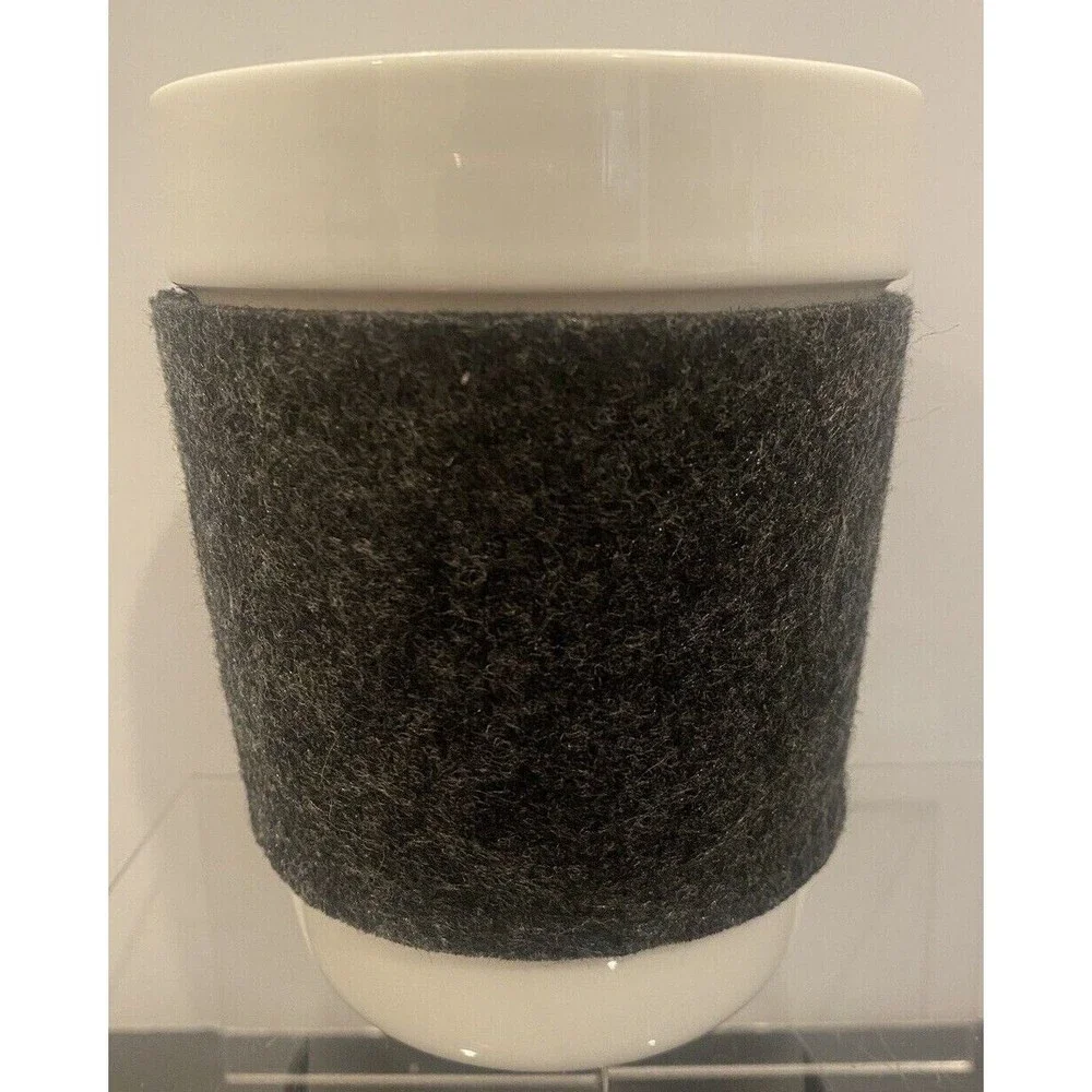 Starbucks White Mug with Decorative Button Fabric Cozie